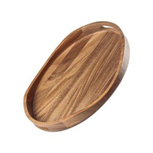 Acacia Wood Serving Tray with Handles - 17" Round