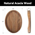 Acacia Wood Serving Tray with Handles - 17" Round