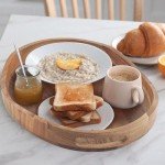 Acacia Wood Serving Tray with Handles - 17" Round