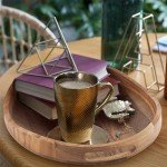 Acacia Wood Serving Tray with Handles - 17" Round