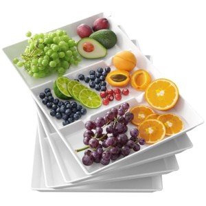4-Pack Reusable Plastic Serving Trays for Snacks