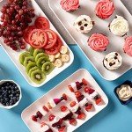 Set of 3 White Rectangular Serving Trays