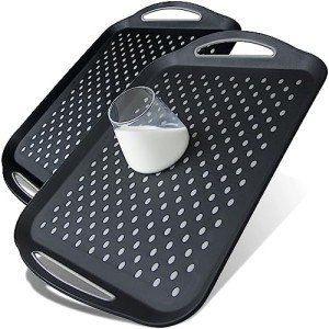 Set of 2 Black Non-Slip Serving Trays