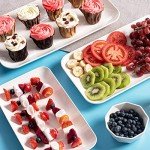 Set of 3 White Rectangular Serving Trays