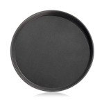 Black Rubber-Lined Non-Slip Round Tray, 11-Inch