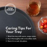 Black Rubber-Lined Non-Slip Round Tray, 11-Inch