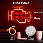 Check Engine Neon Sign for Man Cave Decor