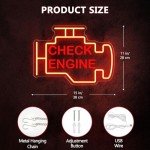 Check Engine Neon Sign for Man Cave Decor