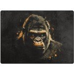 Cool Gorilla Black Area Rug for Mancave 5'x7