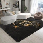 Cool Gorilla Black Area Rug for Mancave 5'x7