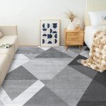 Modern Geometric Washable Rug for Mancave