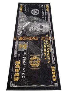HUAHOO Black Money Cool Area Rug Runner 22" x 53
