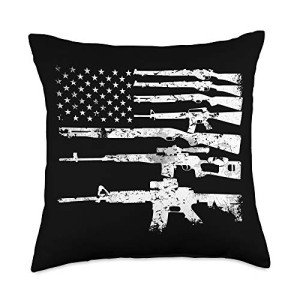 Patriotic 2nd Amendment Guns Flag Throw Pillow