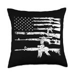Patriotic 2nd Amendment Guns Flag Throw Pillow