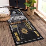 HUAHOO Black Money Cool Area Rug Runner 22" x 53