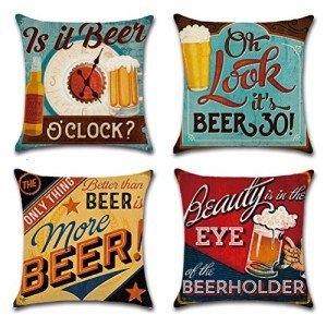Beer Pattern Throw Pillow Covers - 4 Pack