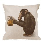 Gorilla Pillow Cover with Beer - 18x18 Inch