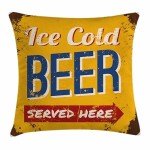 Vintage Ice Cold Beer Man Cave Pillow Cover