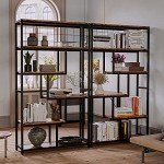Industrial 6-Shelf Open Bookcase for Mancave