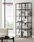 Slim 6-Shelf Glass & Steel Bookshelf in Black