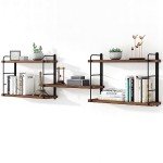 Rustic Wall Mounted Floating Shelves - Brown Set