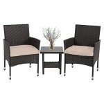 3-Piece Black Outdoor Wicker Patio Furniture Set