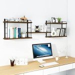 Rustic Wall Mounted Floating Shelves - Brown Set