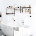 Rustic Wall Mounted Floating Shelves - Brown Set