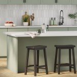 Black Solid Wood Saddle-Seat Counter Stools - Set of 2