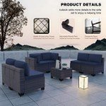 7-Piece Outdoor Rattan Sofa Set with Cushions