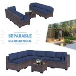 7-Piece Outdoor Rattan Sofa Set with Cushions