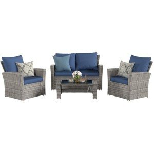 VONZOY 4-Piece Wicker Patio Sectional Sofa Set