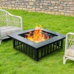 Square Fire Pit Table with Safety Features
