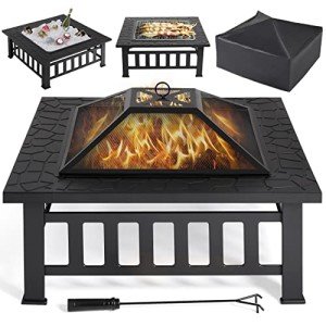 Yaheetech 34" Outdoor Fire Pit Table with Cover