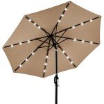 10' Deluxe Solar LED Patio Umbrella with Tilt Adjustment