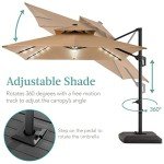 10x10ft Offset Cantilever Patio Umbrella with Lights