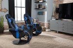 Blue Gaming Recliner with Cupholder and Footrest