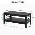 Stylish Black Rectangular Coffee Table with Metal Support