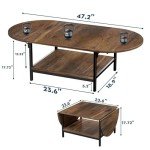 SAYGOER Dark Brown Extendable Coffee Table