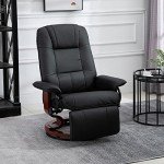 Black Faux Leather Swivel Recliner Lounge Chair