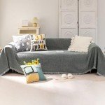 Chic Dark Gray Couch Cover with Tassels