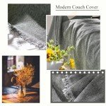 Chic Dark Gray Couch Cover with Tassels