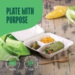 Eco-Friendly 3-Compartment Takeout Containers - 50 Pack