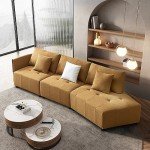 Cozy Curved Sectional Sofa with 3 Pillows