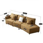 Cozy Curved Sectional Sofa with 3 Pillows