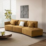 Cozy Curved Sectional Sofa with 3 Pillows