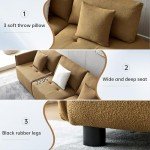 Cozy Curved Sectional Sofa with 3 Pillows