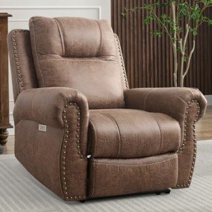 Nut Brown Electric Recliner Chair with USB Ports