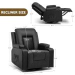 COMHOMA Swivel Rocker Recliner with Massage & Heat