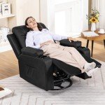 COMHOMA Swivel Rocker Recliner with Massage & Heat